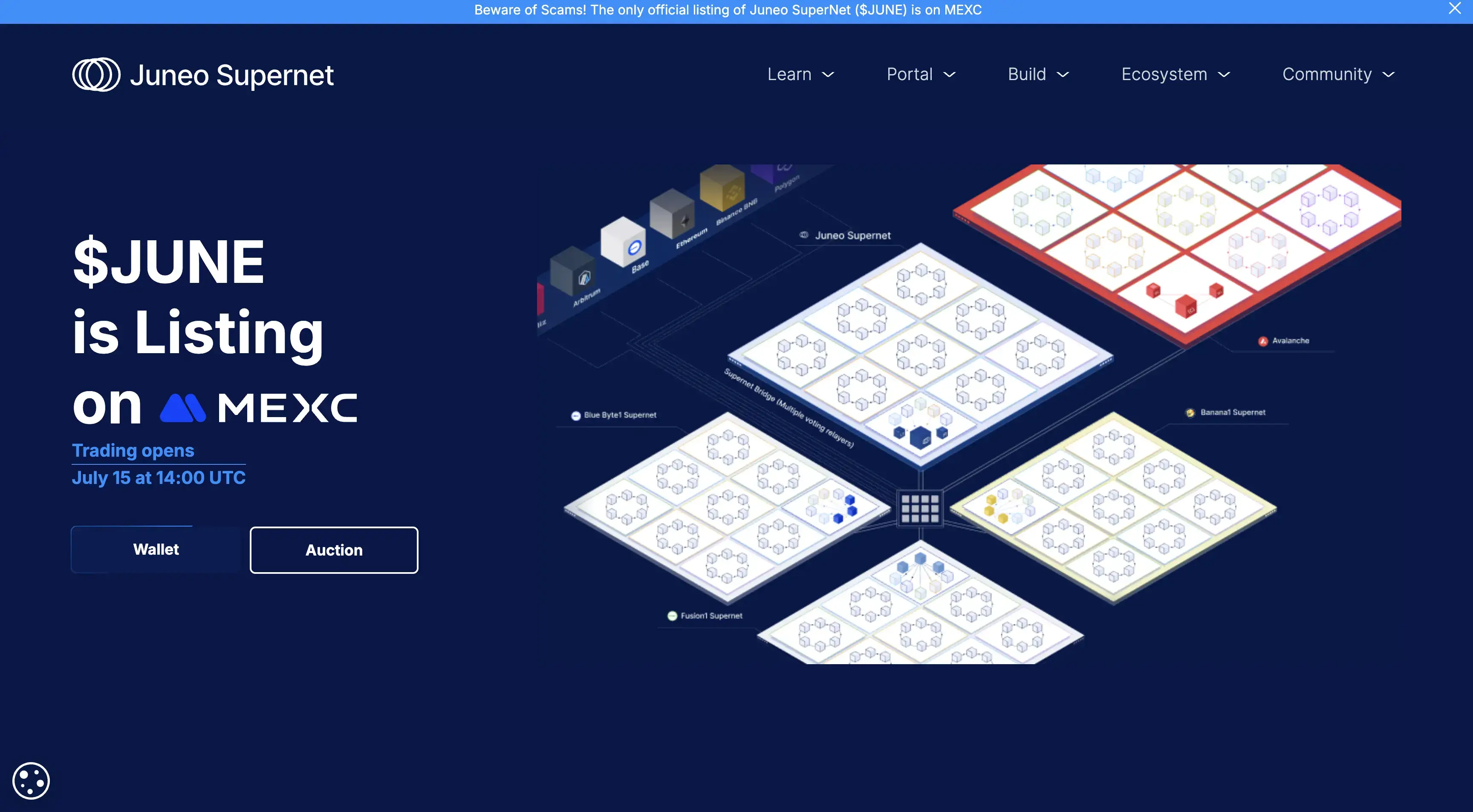 juneo supernet website screenshot
