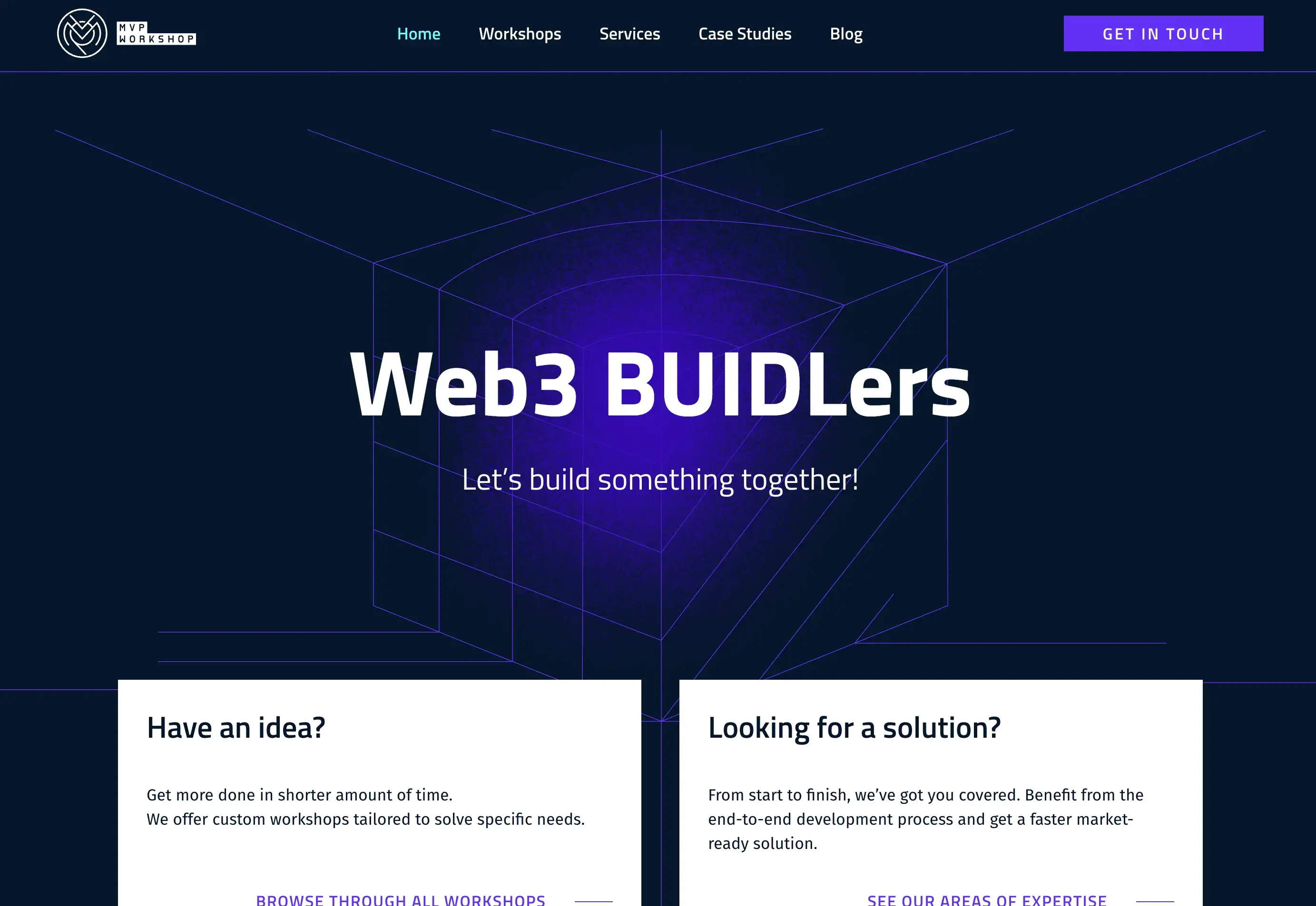 mvp workshop website screenshot