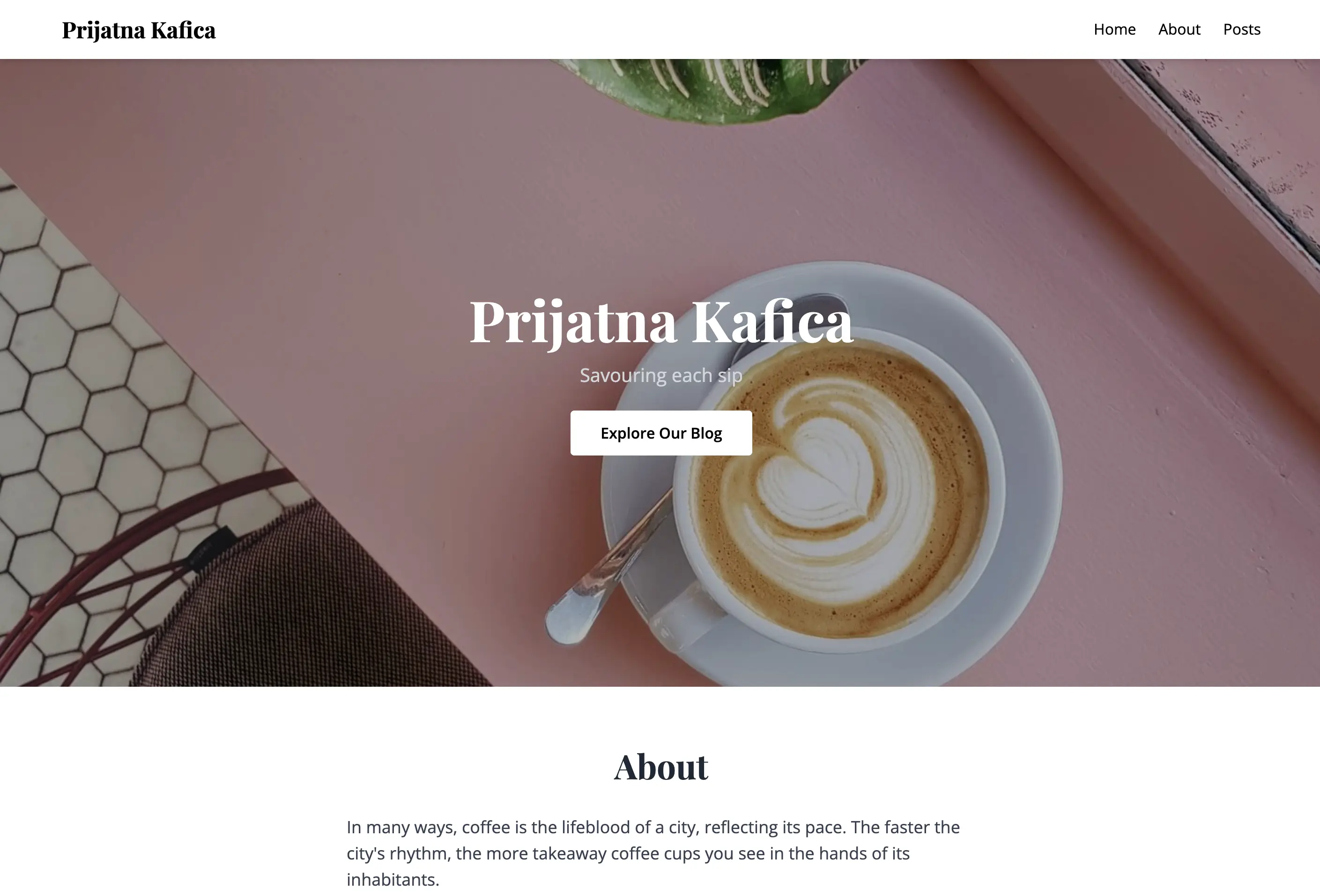 prijatna kafica website screenshot