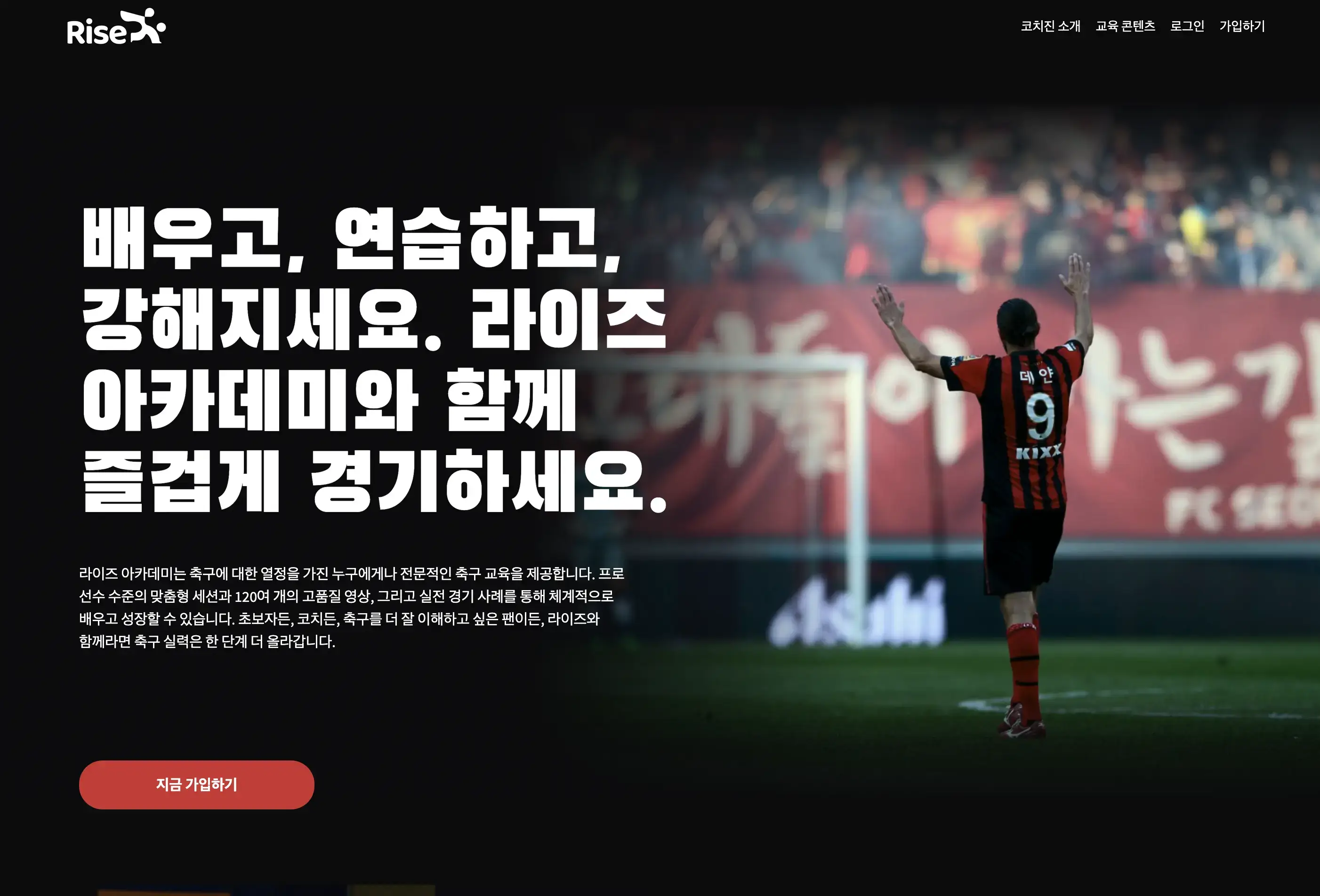 rise academy website screenshot